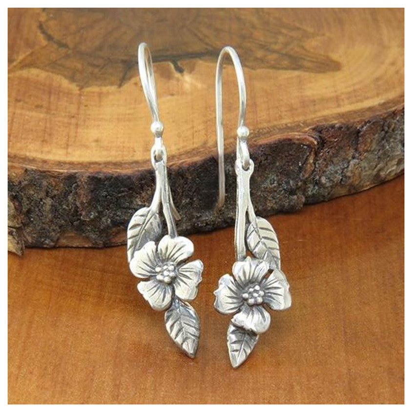 Pastoral Flower Leaves Two-tone Earring