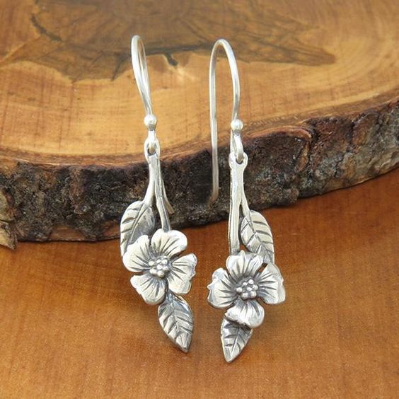 Pastoral Flower Leaves Two-tone Earring