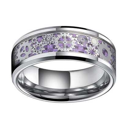 Stainless Steel Purple Gear Ring for Men