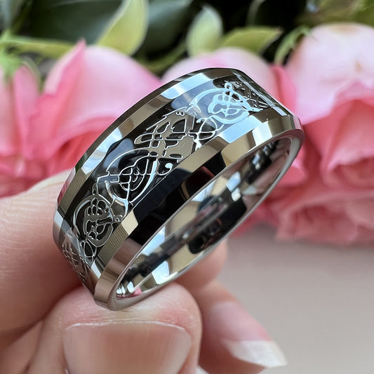 Men's High Quality Dragon Pattern Tungsten Ring